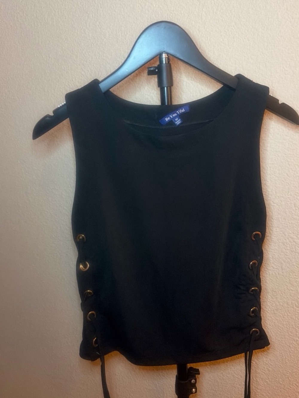 Black Lace-Up Sleeveless Top